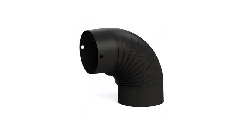 TUBO STUFA A GOMITO / LUNGHEZZA: 10 CM / DIAMETRO: 13 CM / SMALTO NERO OPACO / STUFA BABA'S