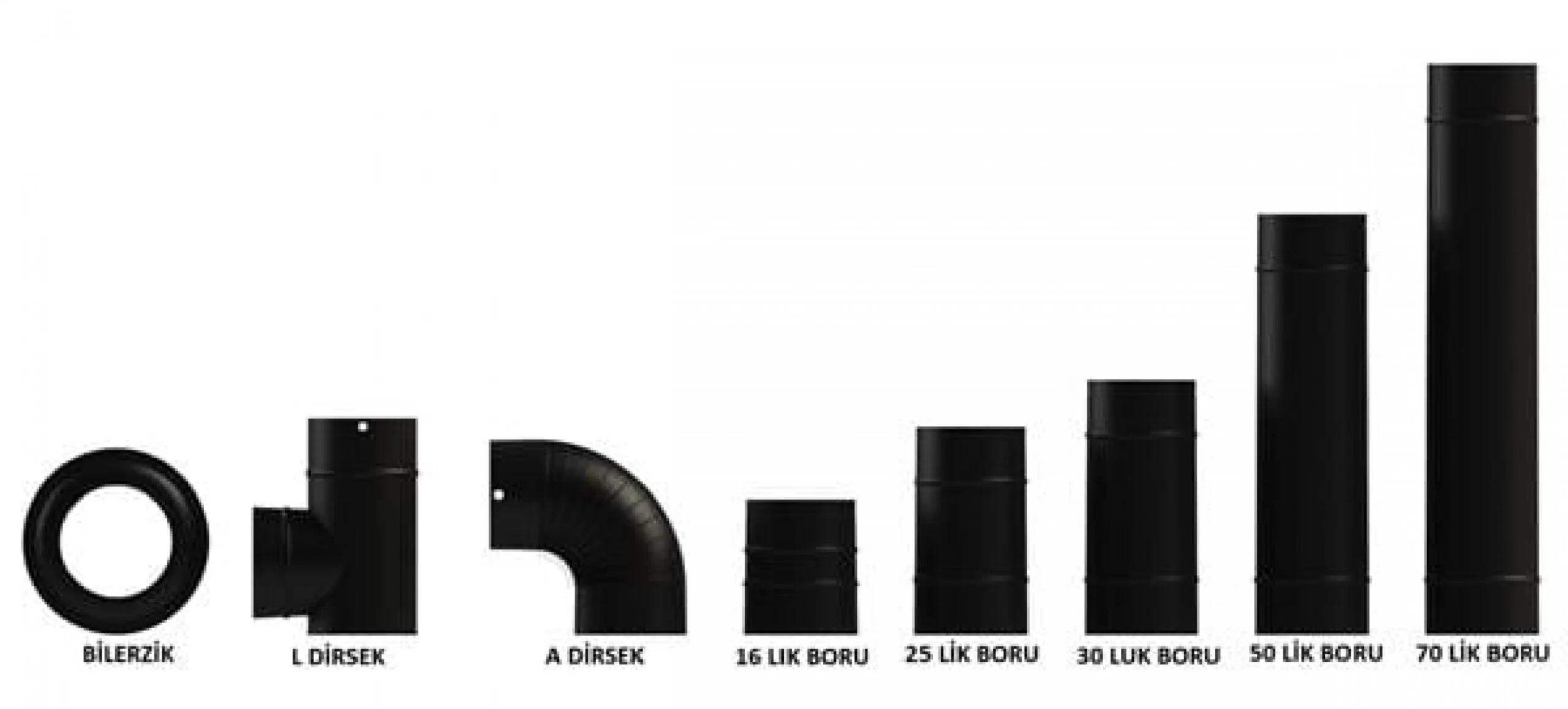 TUBO DE ESTUFA 33 / LARGO: 27 CM / DIÁMETRO: 13 CM / ESMALTE NEGRO MATE / ESTUFA DE BABA