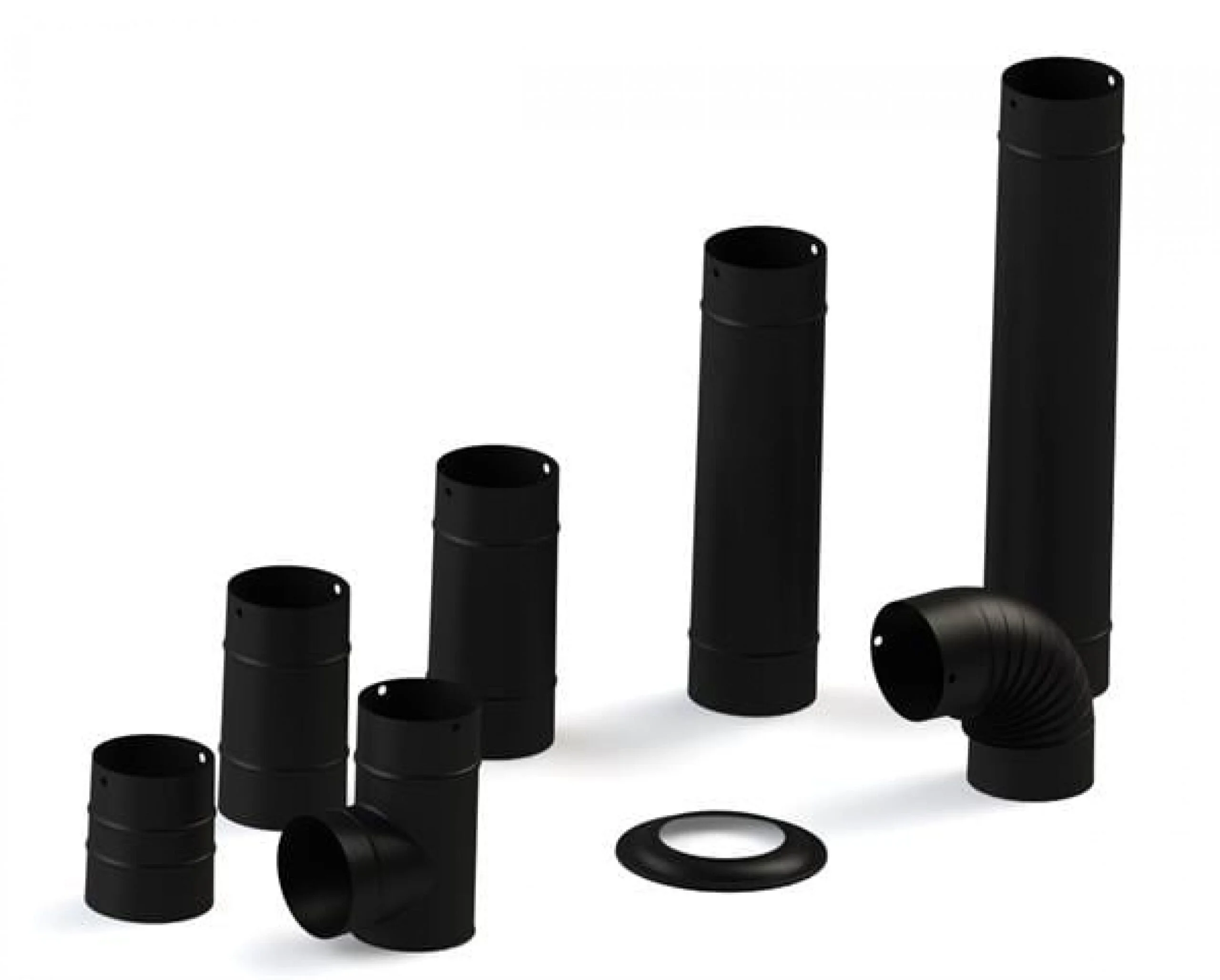 TUBO DE ESTUFA 33 / LARGO: 27 CM / DIÁMETRO: 13 CM / ESMALTE NEGRO MATE / ESTUFA DE BABA